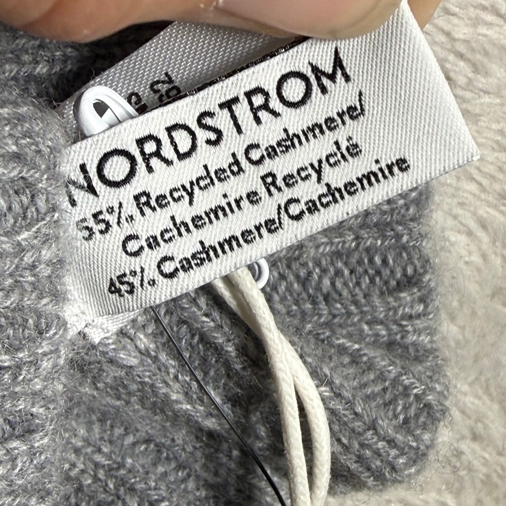 Nordstrom Cashmere Beanie Grey Heather Ribbed Knit Hat NO459001NS NEW - Picture 5 of 7